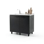 Utility Sink Cabinet, Bussolengo, Black -Black -Kitchen-0