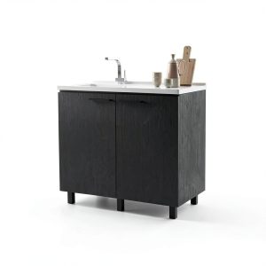 Utility Sink Cabinet, Bussolengo, Black -Black -Kitchen-0