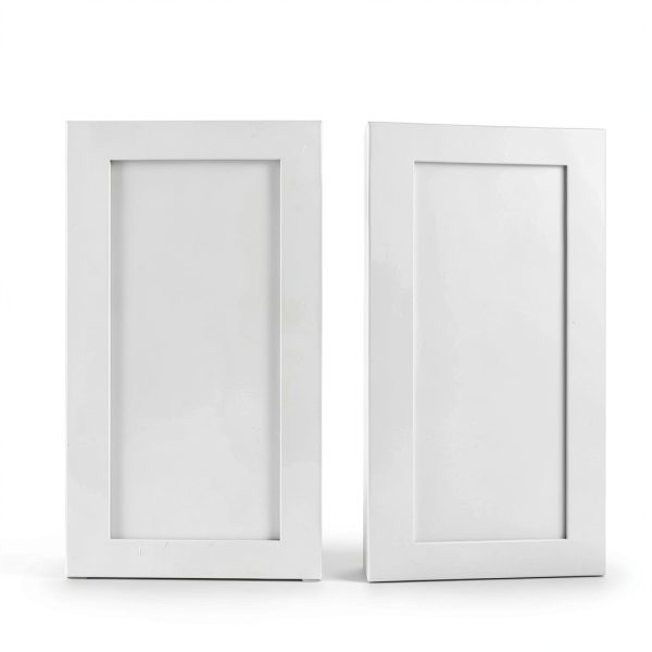2 Pcs 12" W x 24" H White Pine Kitchen Cabinet Door Replacement with 4 Pcs Cabinet Hinges Wood Shaker Door Front Replacement for Kitchen, Bathroom, Vanity-2