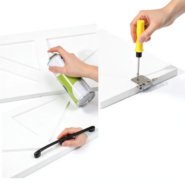 Sintuff 12x24 Unfinished Kitchen Cabinet Door Set with Hinges Handles-4