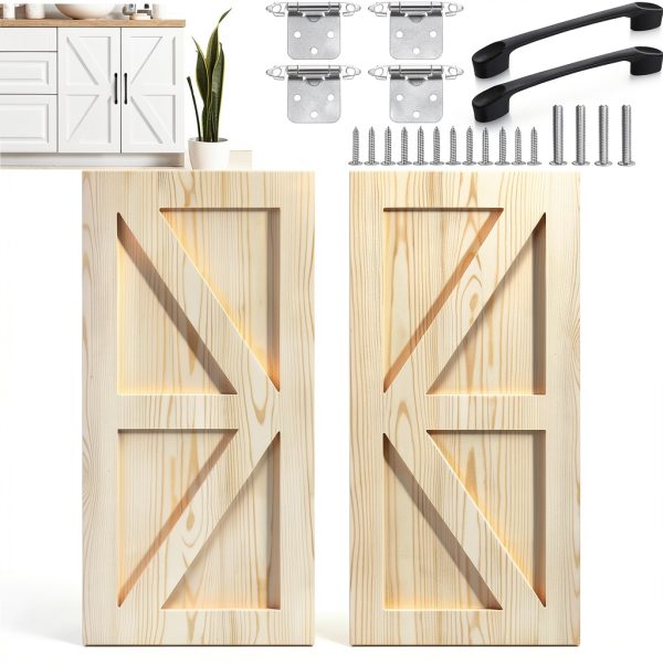 Sintuff 12x24 Unfinished Kitchen Cabinet Door Set with Hinges Handles-0