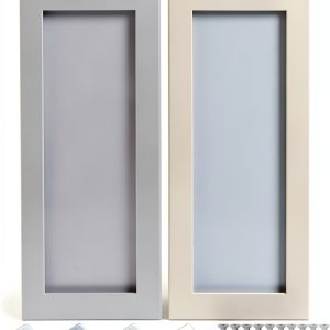 2 Pcs 12" W x 24" H White Pine Kitchen Cabinet Door Replacement with 4 Pcs Cabinet Hinges Wood Shaker Door Front Replacement for Kitchen, Bathroom, Vanity-0